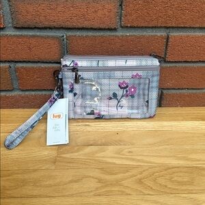Lug Peekaboo Pink and Gray Floral Wristlet